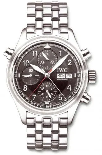 IWC Pilot's Watch Spitfire Double Chronograph Stainless Steel / Black / Italian / Bracelet IW3713-37