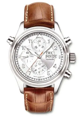 IWC Pilot's Watch Spitfire Double Chronograph Stainless Steel / Silver / French / Strap IW3713-44