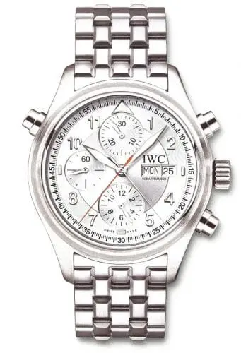 IWC Pilot's Watch Spitfire Double Chronograph Stainless Steel / Silver / German / Bracelet IW3713-46