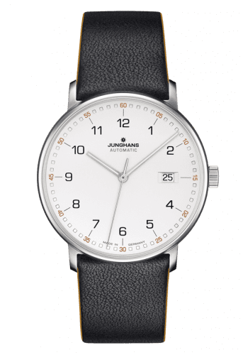 Junghans Form A Stainless Steel / White Arabic / Black Calf 027/4731.00