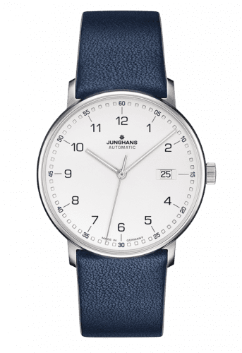 Junghans Form A Stainless Steel / White Arabic / Blue Calf 027/4735.00