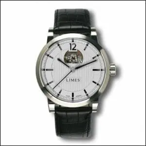 Limes Chyros Balancier Visible - silvered / black leather strap (Croco) U6017-LA2.5
