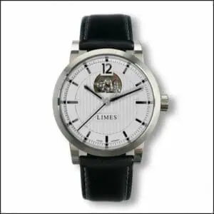 Limes Chyros Balancier Visible - silvered / black leather strap U6017-LA2.1