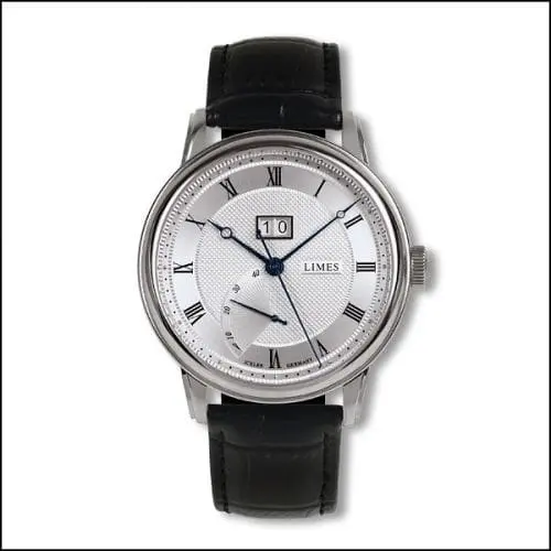 Limes Pharo BigDate - Silvered / black leather strap U6282C-LA4.3