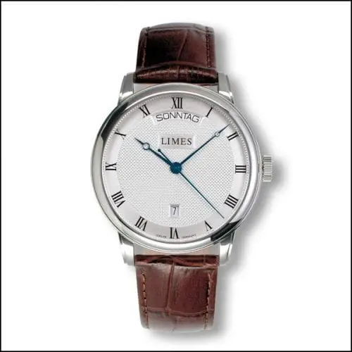 Limes Pharo DayDate - silvered / brown leather strap U6282C-LA2.4