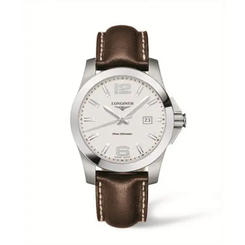 Longines Conquest Quartz 41mm Silver Leather L3.659.4.76.5