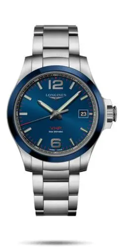 Longines Conquest V.H.P. 41 Stainless Steel / Ceramic / Blue / Bracelet L3.719.4.96.6
