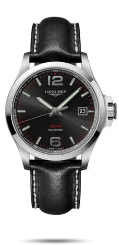 Longines Conquest V.H.P. 43 Stainless Steel / Black / Leather L3.726.4.56.3