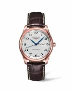 Longines Master Collection 38.5 Day Date Pink Gold / Silver-Arabic / Alligator L2.755.8.78.3
