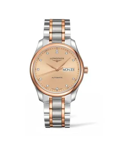 Longines Master Collection 38.5 Day Date Stainless Steel / Pink Gold / Pink-Diamond / Bracelet L2.755.5.99.7