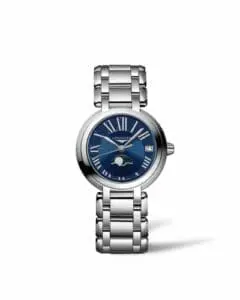 Longines PrimaLuna 30.5 Quartz Moonphase Stainless Steel / Blue - Roman / Bracelet L8.115.4.91.6