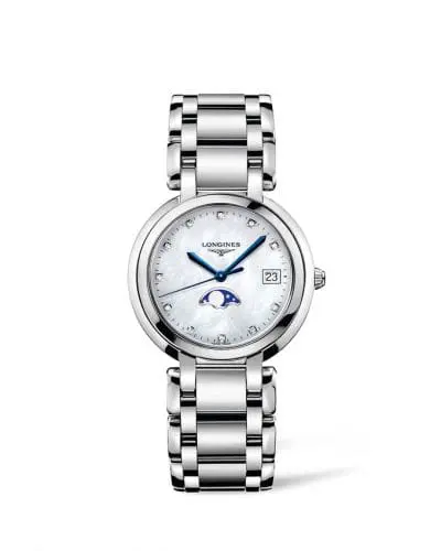 Longines PrimaLuna 34 Quartz Moonphase Stainless Steel / MOP / Bracelet L8.116.4.87.6