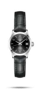Longines Record 26mm Stainless Steel / Black-Arabic / Alligator L2.320.4.56.2
