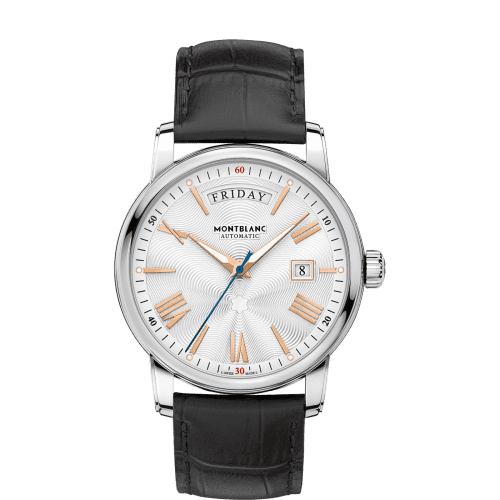 Montblanc 4810 Day-Date Stainless Steel / Silver / Alligator 114853