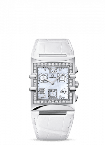 Omega Constellation Quadra Quartz 28 Chronograph Stainless Steel / Diamond / MOP/ Alligator 1847.75.36