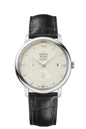 Omega De Ville Prestige Co-Axial 39.5 Power Reserve Stainless Steel / Ivory / GUM Red Square 424.13.40.21.09.001