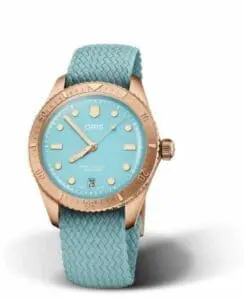 Oris Divers Sixty-Five 38 Cotton Candy Sky Blue / Perlon 01 733 7771 3155-07 3 19 02BRS