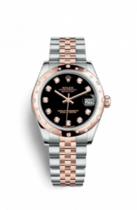 Rolex Datejust 31 Rolesor Everose Domed Diamond / Jubilee / Black Diamond 178341-0030