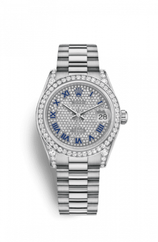 Rolex Datejust 31 White Gold Diamond / President / Paved Roman 178159-0028