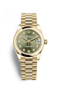 Rolex Datejust 31 Yellow Gold / Domed / Olive - Diamond / President 278248-0018