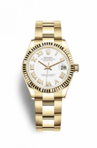 Rolex Datejust 31 Yellow Gold / Fluted / White - Roman / Oyster 278278-0019
