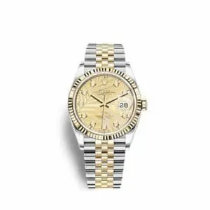 Rolex Datejust 36 Stainless Steel - Yellow Gold - Fluted / Champagne - Palm - Diamond / Jubilee 126233-0043
