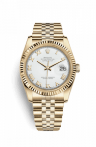 Rolex Datejust 36 Yellow Gold Fluted / Jubilee / White Roman 116238-0060