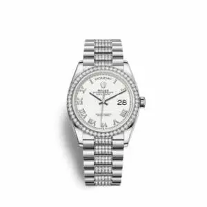 Rolex Day-Date 36 White Gold Diamond / White - Roman / President - Diamond 128349rbr-0026