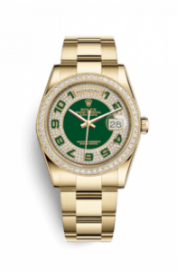 Rolex Day-Date 36 Yellow Gold Diamonds / Oyster / Green Paved 118348-0059