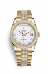 Rolex Day-Date 36 Yellow Gold Diamonds / President Diamonds / White Roman 118348-0151