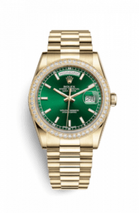 Rolex Day-Date 36 Yellow Gold Diamonds / President / Green 118348-0161
