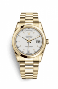 Rolex Day-Date 36 Yellow Gold Domed / President / White 118208-0068