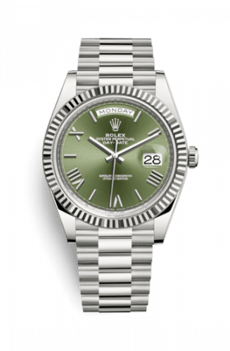 Rolex Day-Date 40 White Gold / Green - Roman 228239-0033