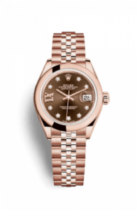 Rolex Lady-Datejust 28 Everose Domed / Jubilee / Chocolate Diamond 279165-0004