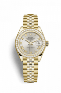 Rolex Lady-Datejust 28 Yellow Gold Diamond / Jubilee / Silver Roman 279138rbr-0018