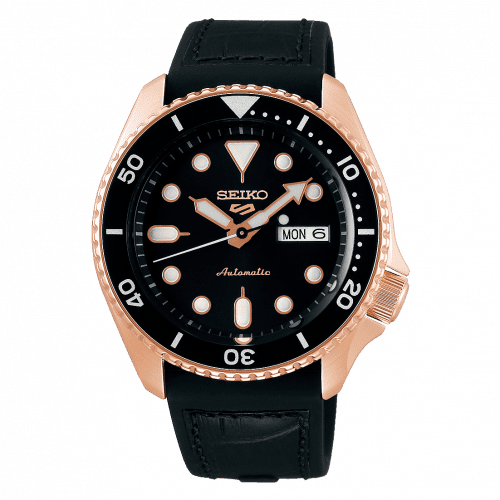 Seiko 5 Sports Specialist Style Rose Gold / Black / Rubber SRPD76K1