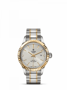 Tudor Style 28 Stainless Steel / Yellow Gold / Fluted / Silver-Diamond / Bracelet 12113-0009