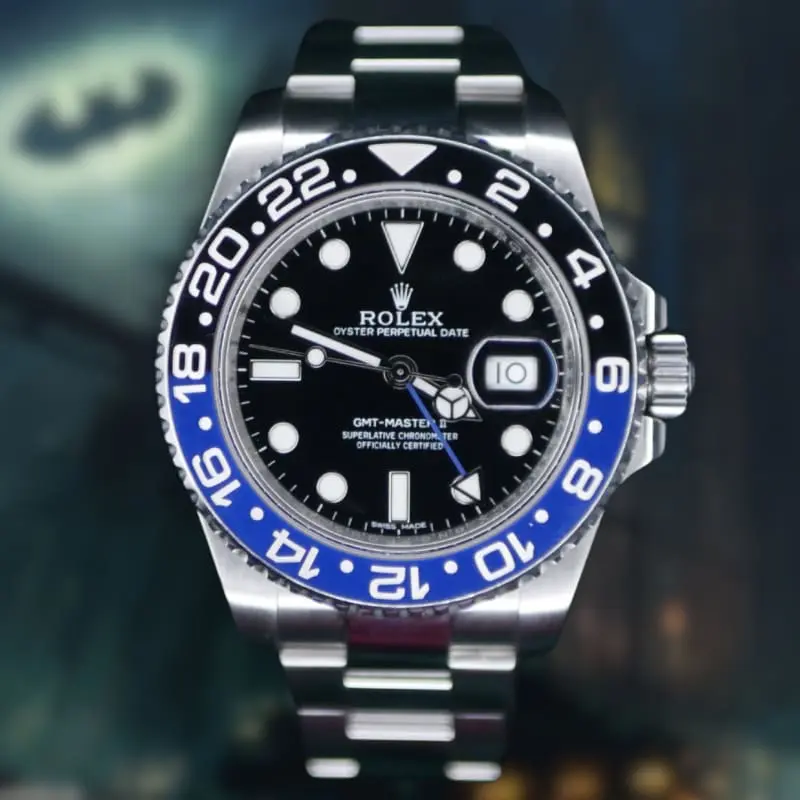 2016 Rolex GMT-Master II "Batman" Black Dial Stainless Steel Blue/Black Ceramic Bezel Oyster Bracelet 40mm w/ PROTECTIVE STICKERS COMPLETE SET EXCELLENT CONDITION 116710BLNR