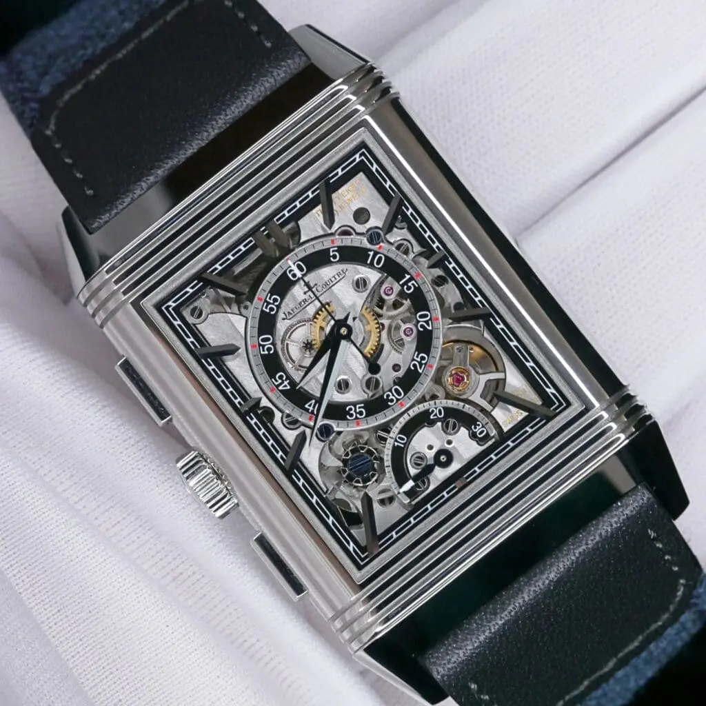 Jaeger-LeCoultre Reverso Tribute Chronograph Blue EXTRA STRAP COMPLETE SET MINT CONDITION Q389848J