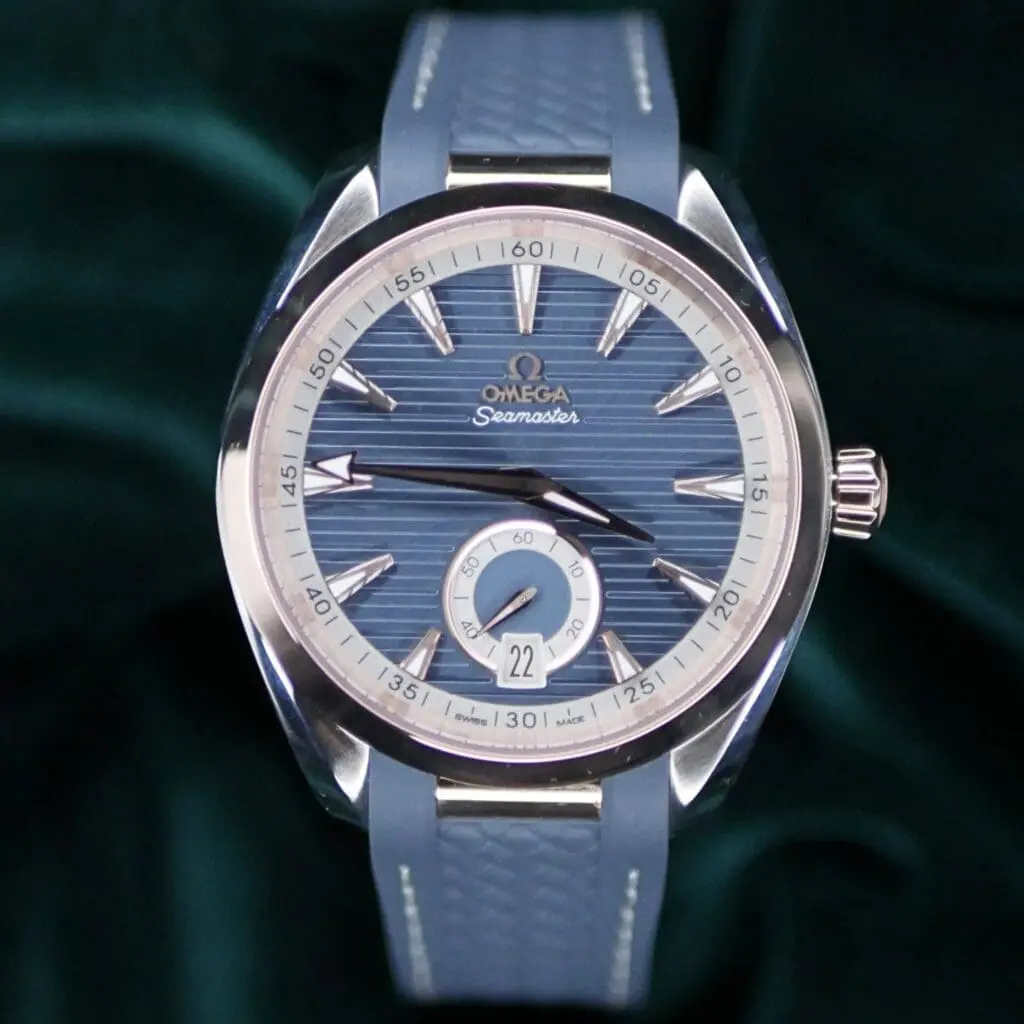 Omega Seamaster Aqua Terra 150M 41MM Blue Grey Dial Sedna Gold Rubber Strap COMPLETE SET EXCELLENT CONDITION 220.22.41.21.03.001
