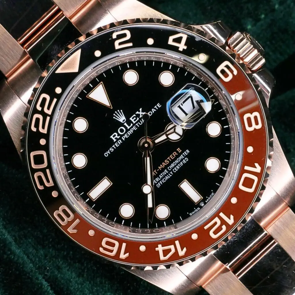 Rolex GMT Master II "Root Beer" 40MM Black Dial Black Brown Bezel 18K Rose Gold COMPLETE SET NEAR MINT 126715CHNR