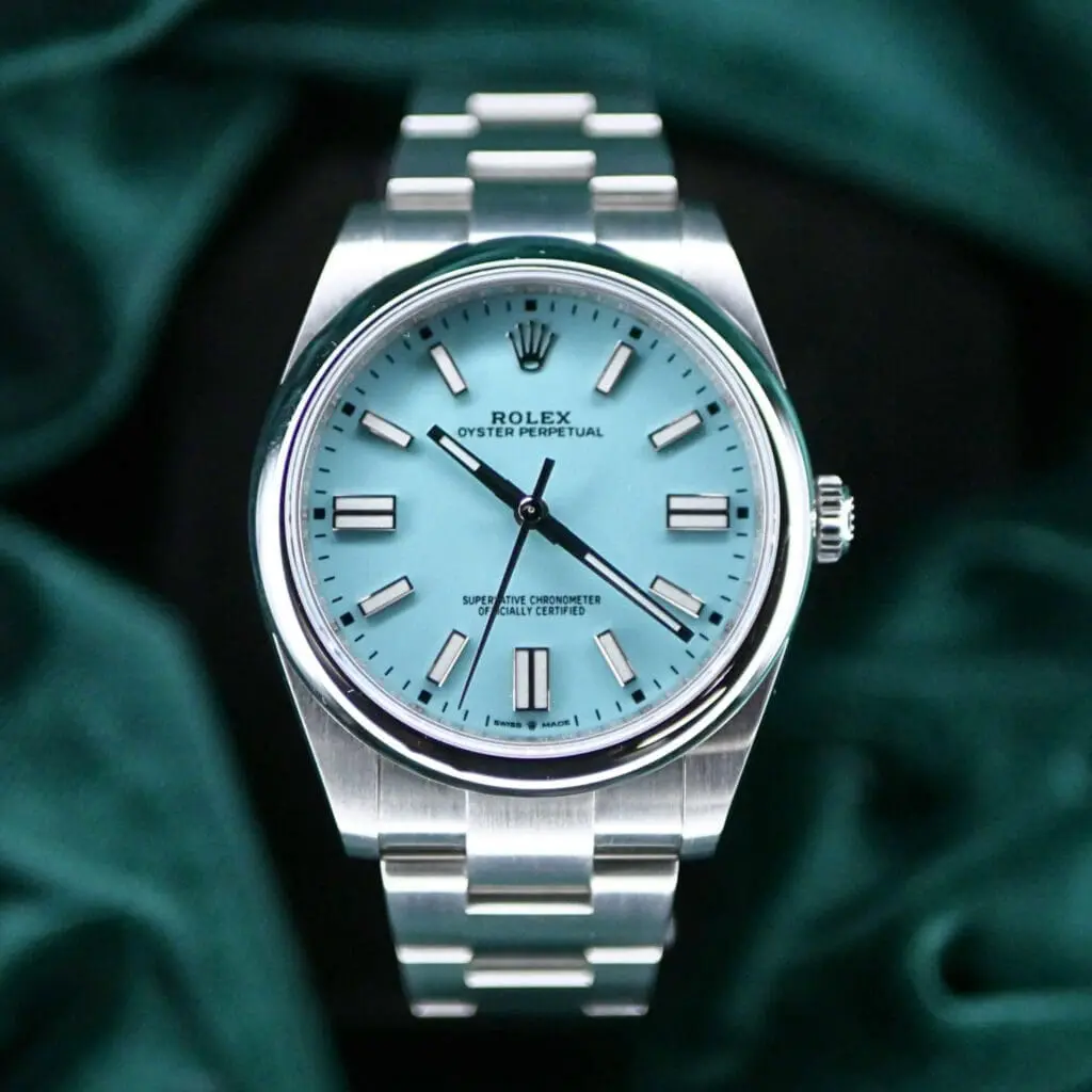 Rolex Oyster Perpetual 41 "Tiffany Blue" Turquoise Blue Dial Stainless Steel COMPLETE SET MINT CONDITION 124300
