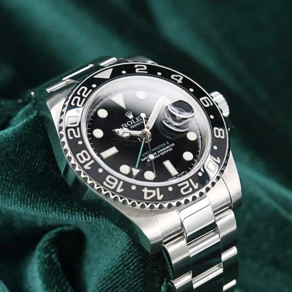 Rolex GMT-Master II "Green Arrow" 40mm Black Dial Stainless Steel COMPLETE SET MINT CONDITION 116710LN