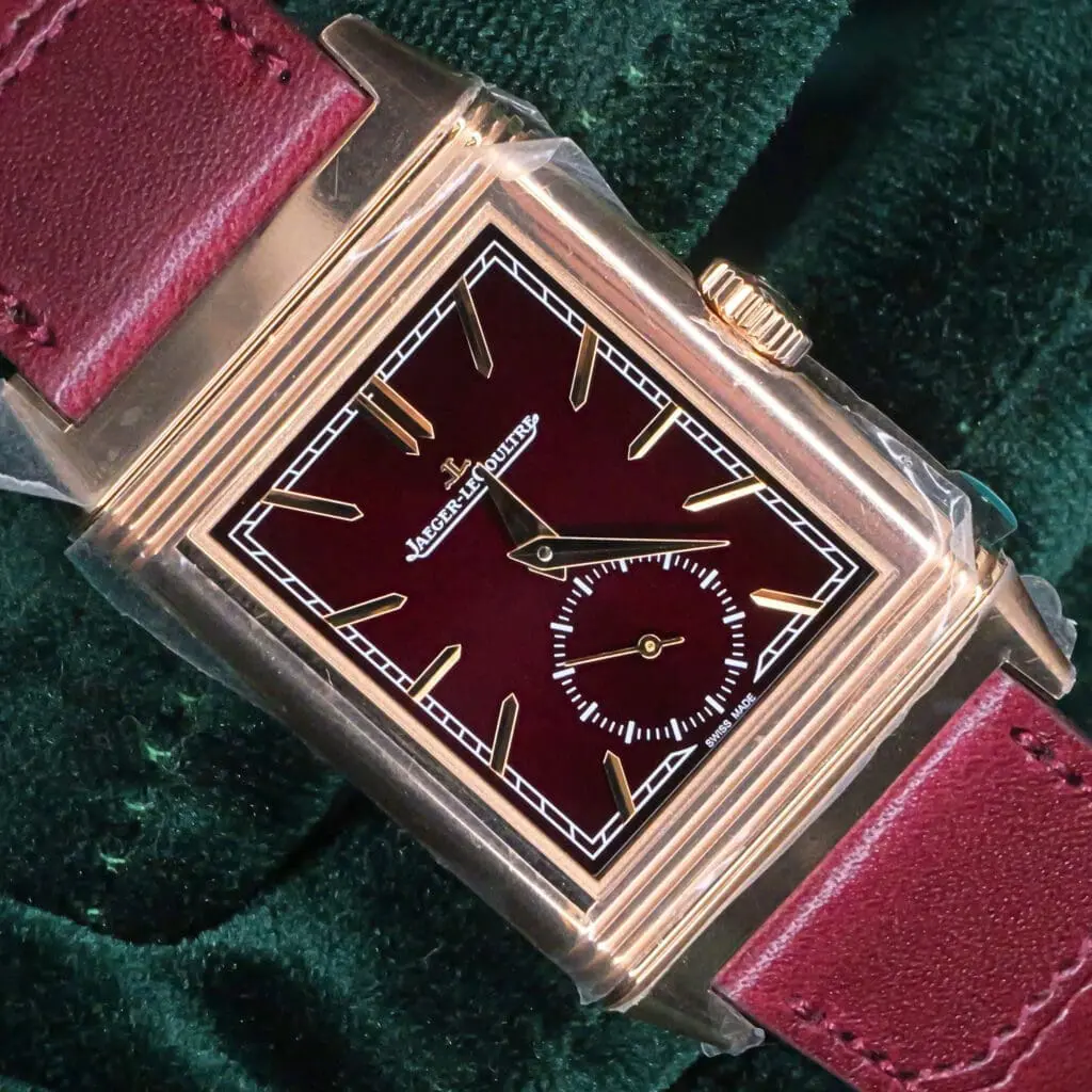 Jaeger LeCoultre Reverso 27.4MM Burgundy Red Dial Pink Gold Red Leather Strap MINT CONDITION Q713256J