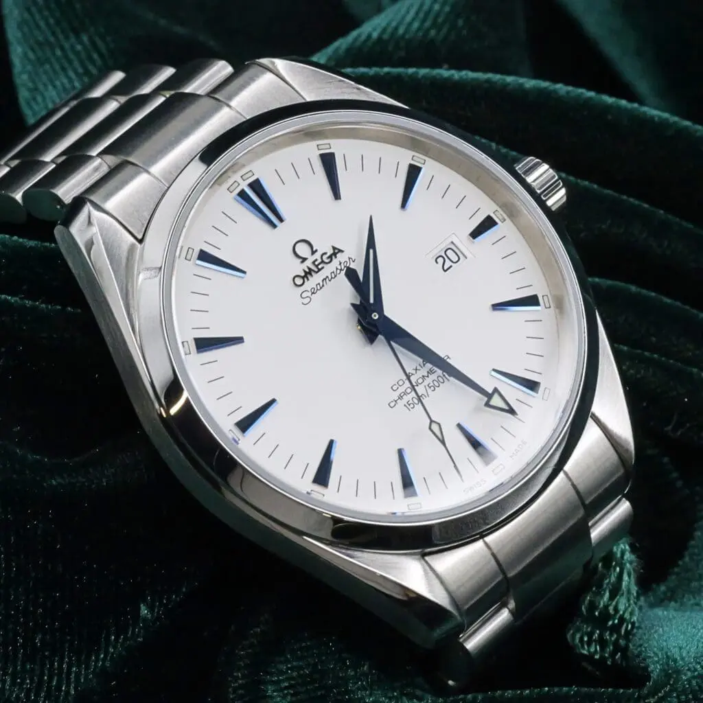 Omega Seamaster Aqua Terra Co-Axial White Dial Blue Accents Stainless Steel MINT CONDITION 2503.33.00