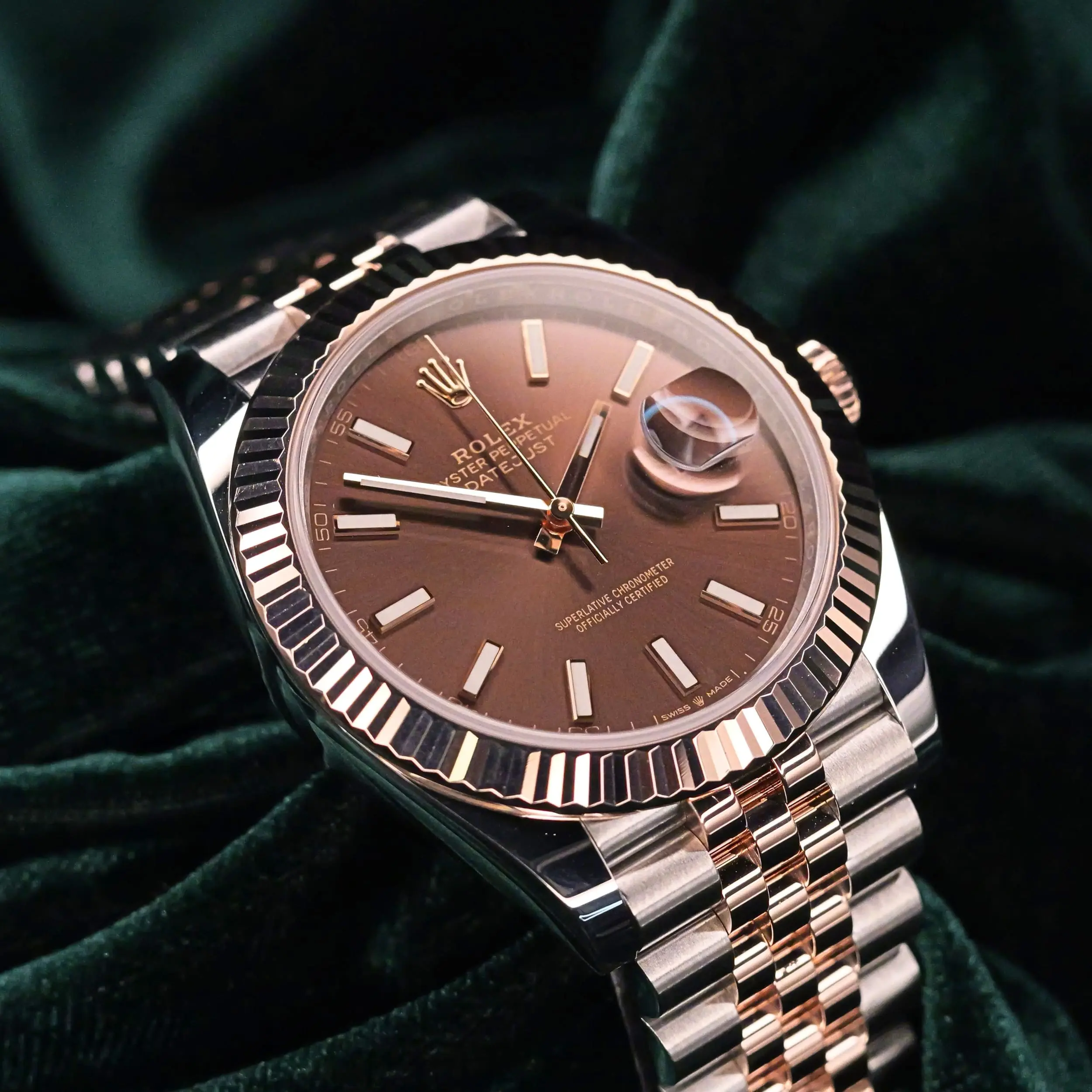 MINT COMPLETE SET Rolex Datejust 41 Chocolate Brown Dial Two Tone