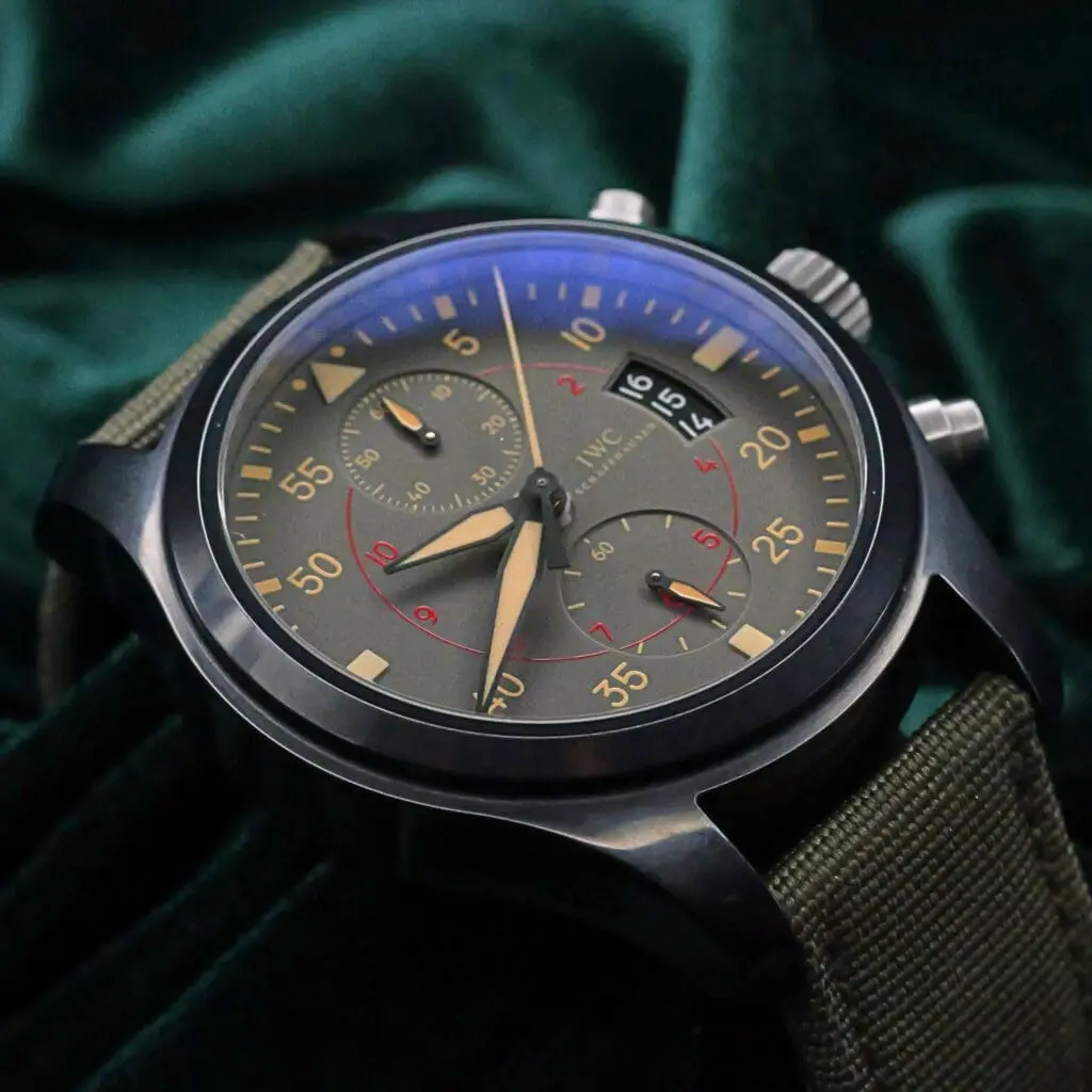 IWC Pilot Chronograph Top Gun Miramar Grey Dial Black Ceramic Bezel Textile Strap 46mm MINT CONDITION COMPLETE SET IW388002
