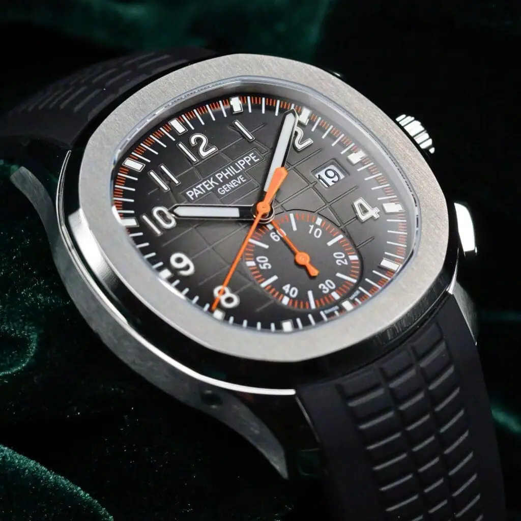 Patek Philippe Aquanaut Chronograph Black Dial Black Rubber Strap Stainless Steel 42mm MINT CONDITION COMPLETE SET 5968A
