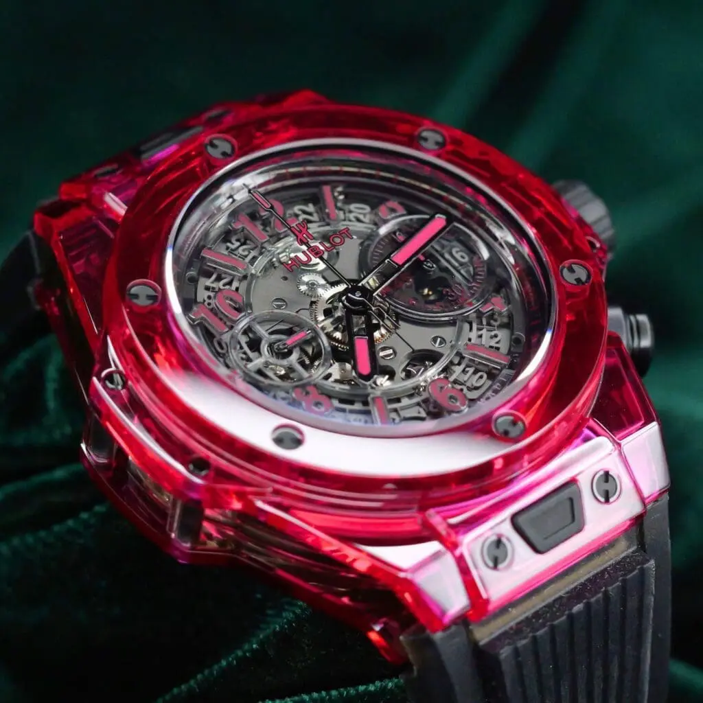 Hublot Big Bang Unico Limited Edition 1 of 250 Skeleton Dial Black Transparent Rubber Strap Red Sapphire 45mm MINT CONDITION COMPLETE SET 411.JR.4901.RT