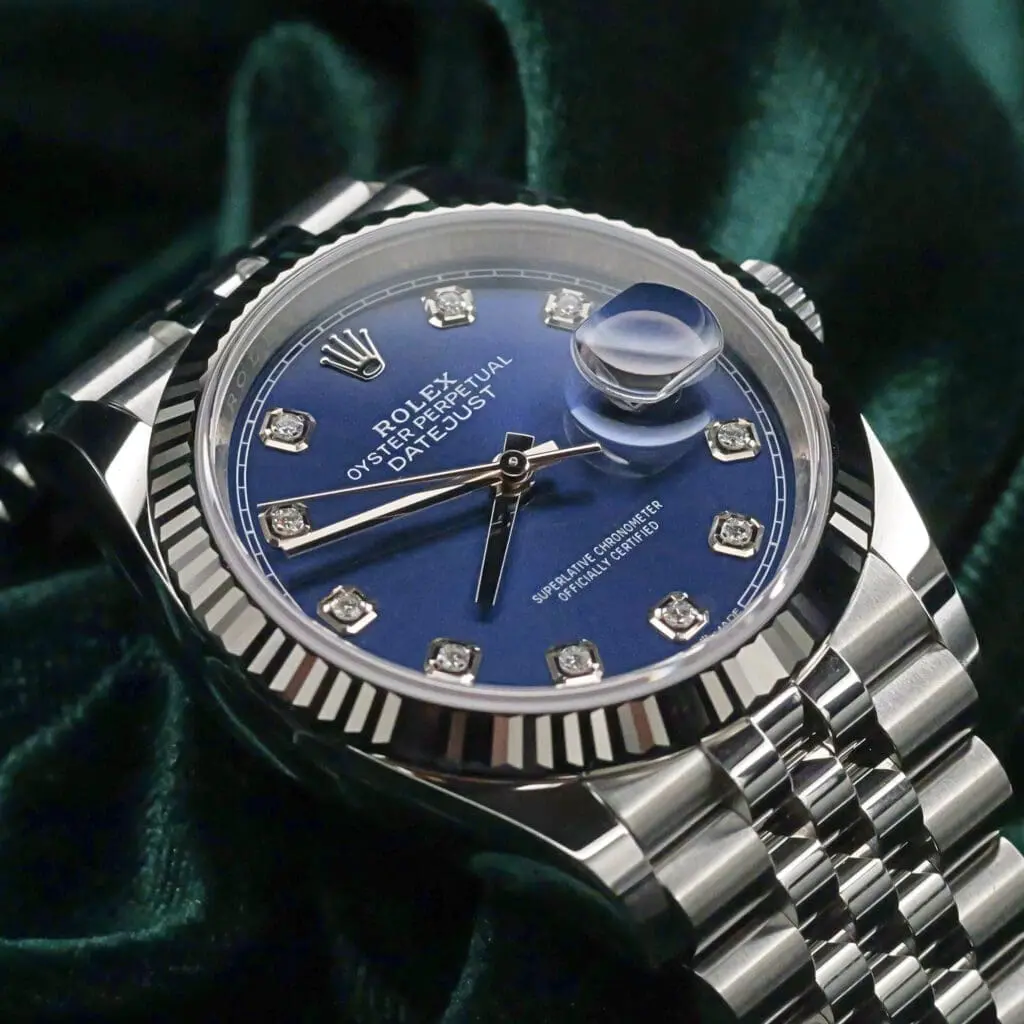 2026 NEW UNWORN Rolex Lady-Datejust Blue Diamond Dial White Gold Fluted Bezel Jubilee Bracelet Stainless Steel 36mm COMPLETE SET 126234